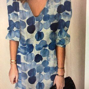 NWT, Ocean Bubbles Blue Polka Dot Dress, Aljok, Size Large